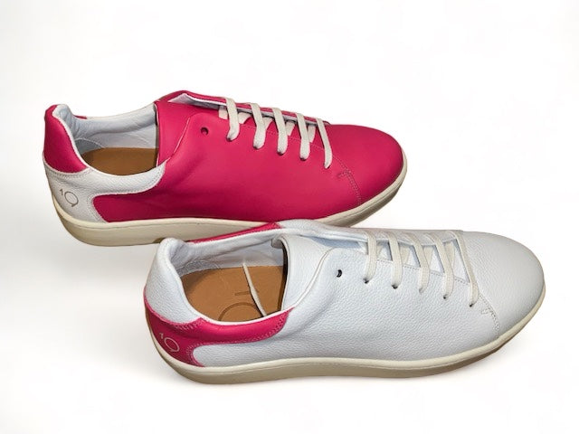 Lady Leder Sneaker Blanco& Madras Fushia (Damen)